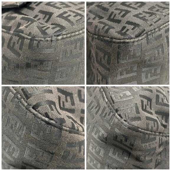 Auth FENDI Mamma bucket / Zucchino pattern 8BR001 Black Jacquard Leather - Picture 16 of 16